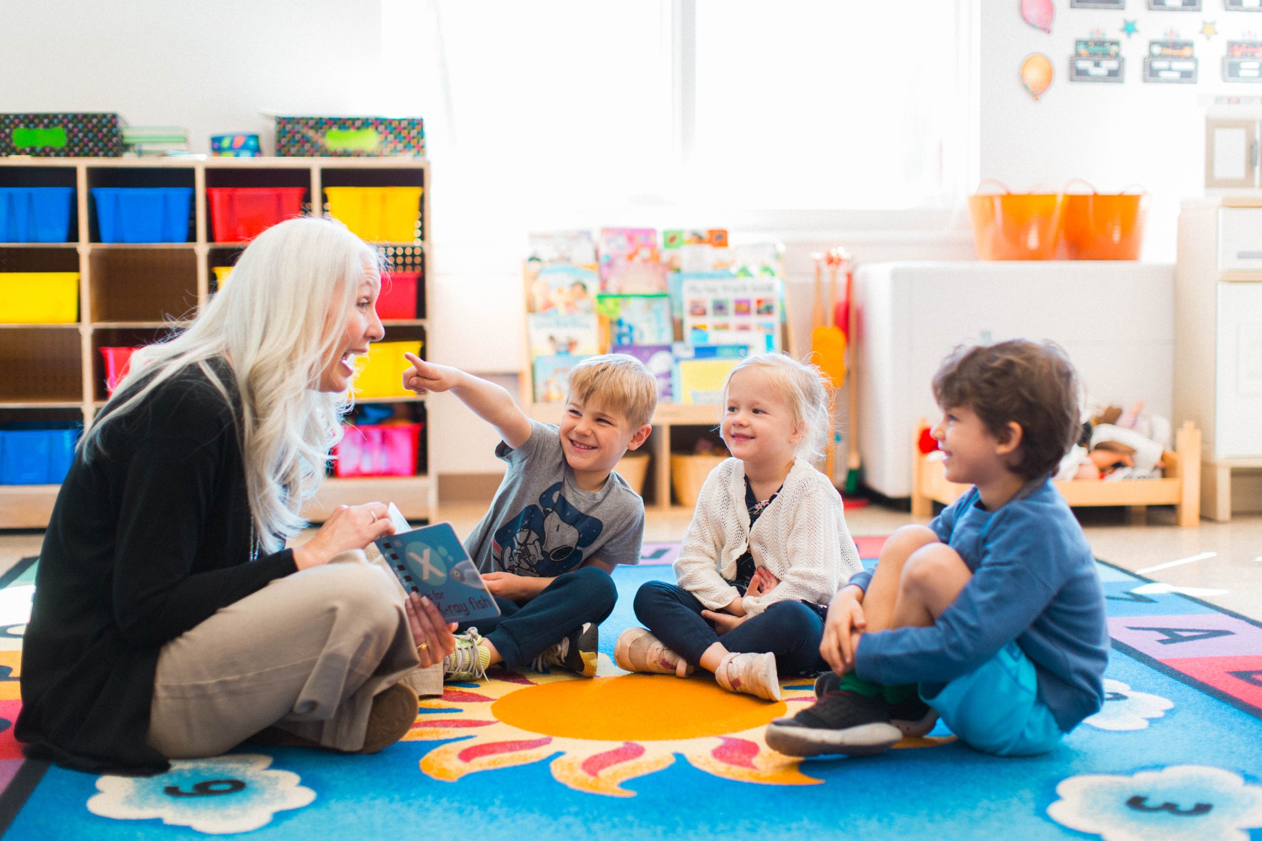 Preschool 4s small group rotation with a teacher